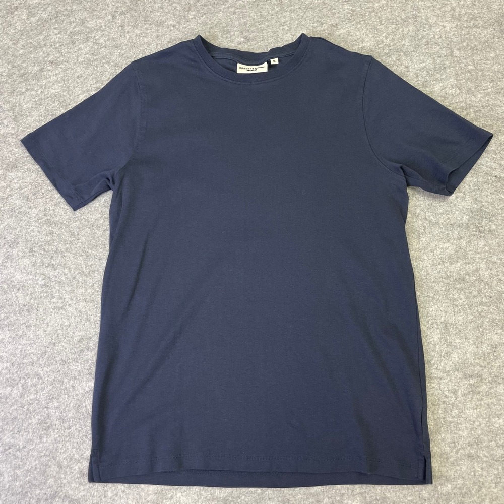 Hudson & Barrow Mens Navy Blue 100% Cotton Crew Neck T-Shirt Size Small